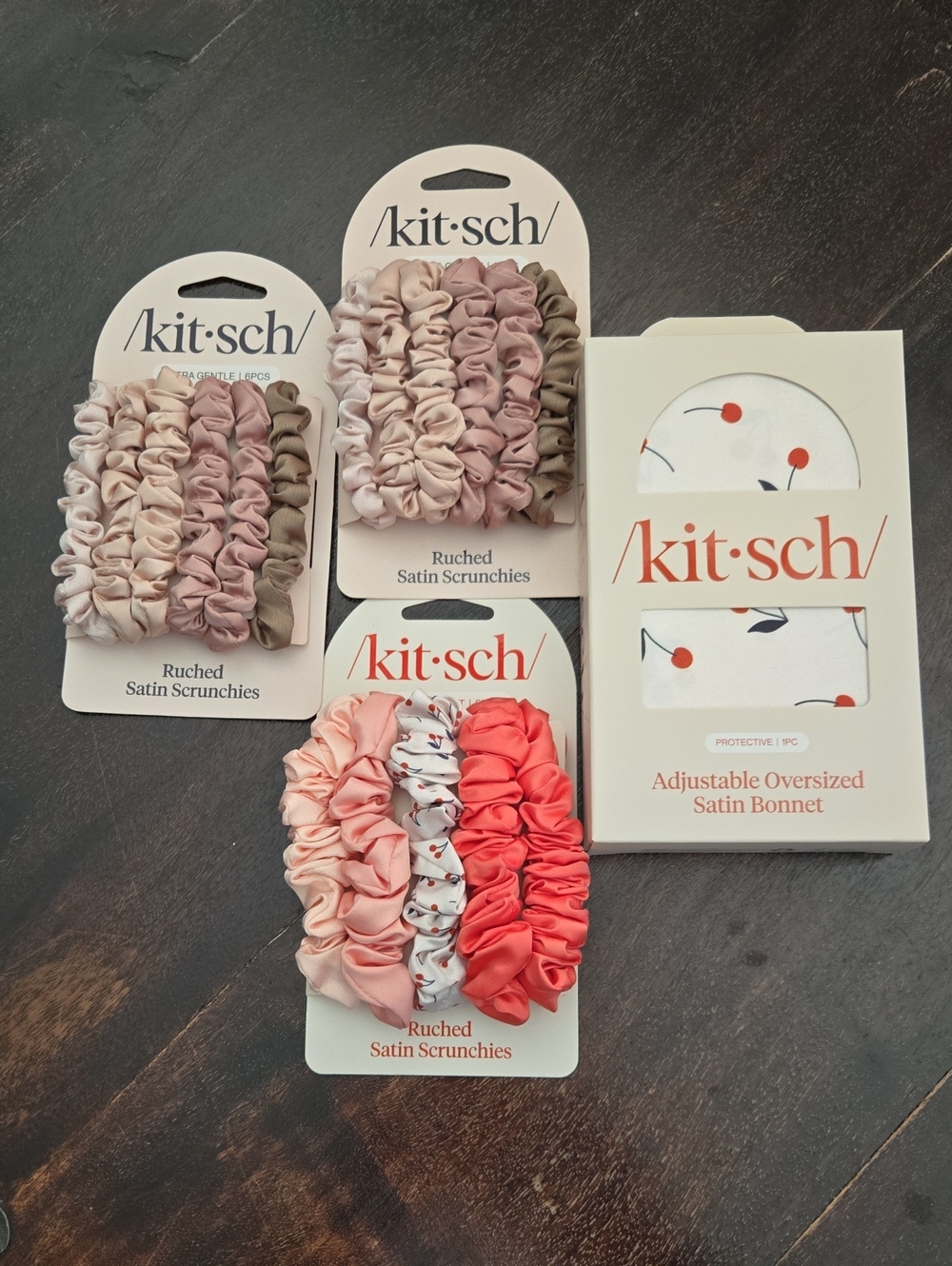 Kitsch Satin Scrunchie And Bonnet Set